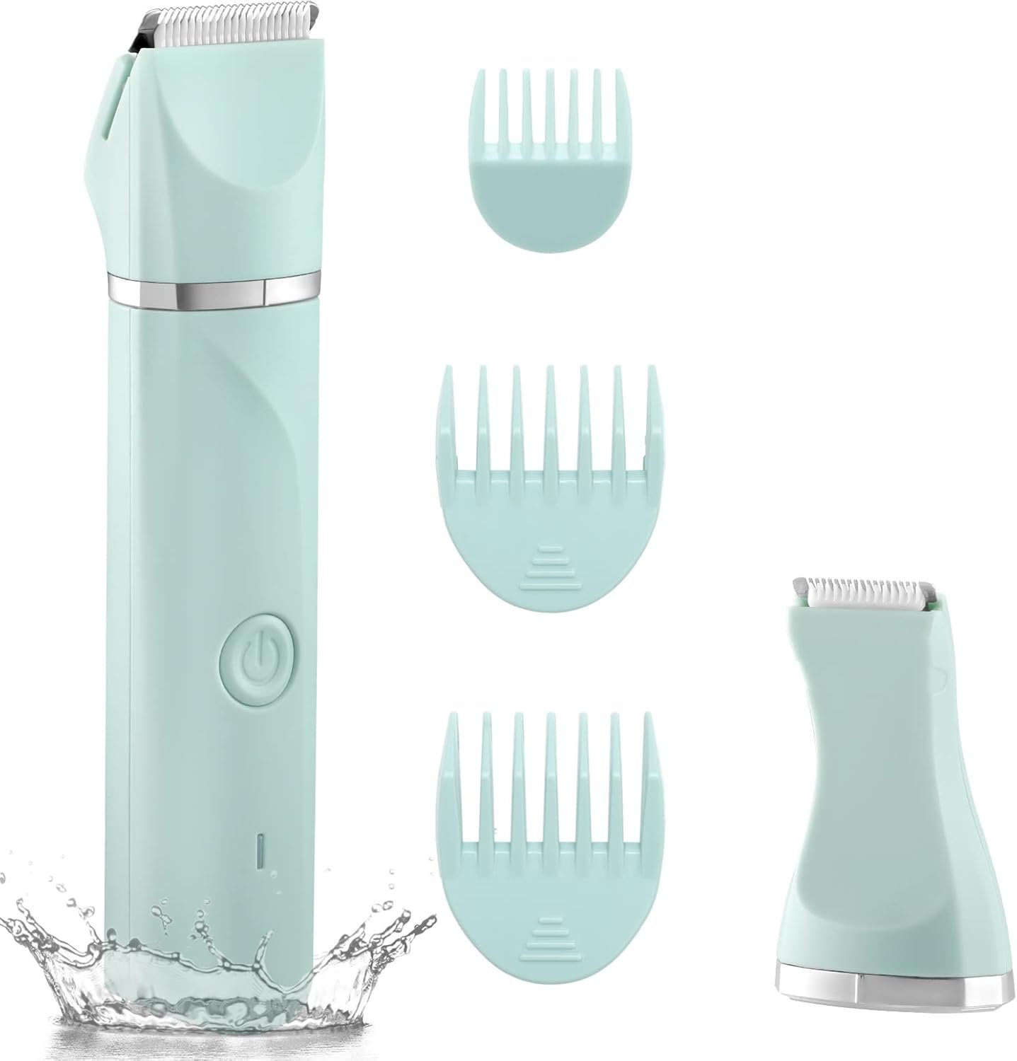 Bikini Trimmer Women,Electric Razor for Pubic Hair Women’s Foil Shaver Rechargeable Shaver Removal with Snap-in Ceramic Blades,IP7X Waterproof,Wet and Dry Use,Green
