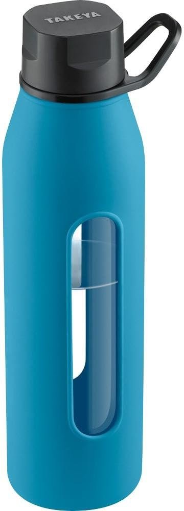 Takeya Classic Glass Water Bottle with Silicone Sleeve, 22 oz., Cobalt