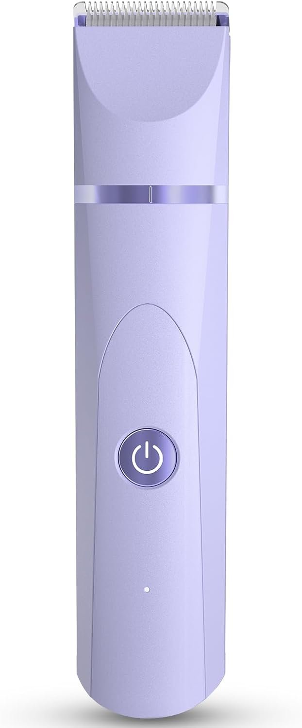 OLOV Electric Body Hair Trimmer – Groin Trimmer for Men – Bikini Trimmer Women – Wet/Dry Shaver Groomer, Replaceable Ceramic Blade Heads, Waterproof Hygiene Razor, Purple