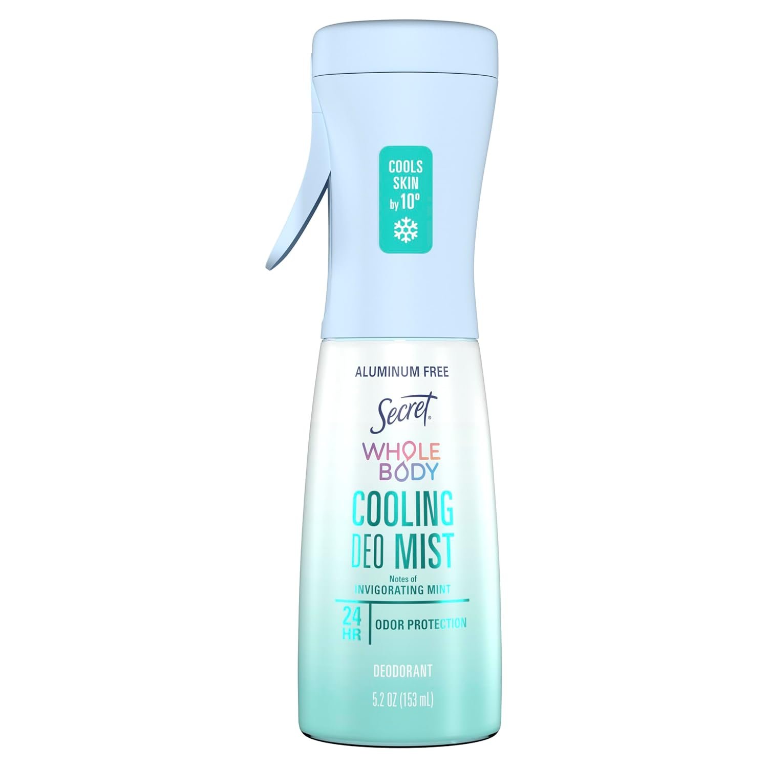 Secret Cooling Aluminum Free Whole Body Deodorant Mist for Women, 24hr Odor Protection, Instant Cooling Relief, Soothes & Revitalizes Skin, PH Balanced Formula, Invigorating Mint Scent, 5.2 fl oz