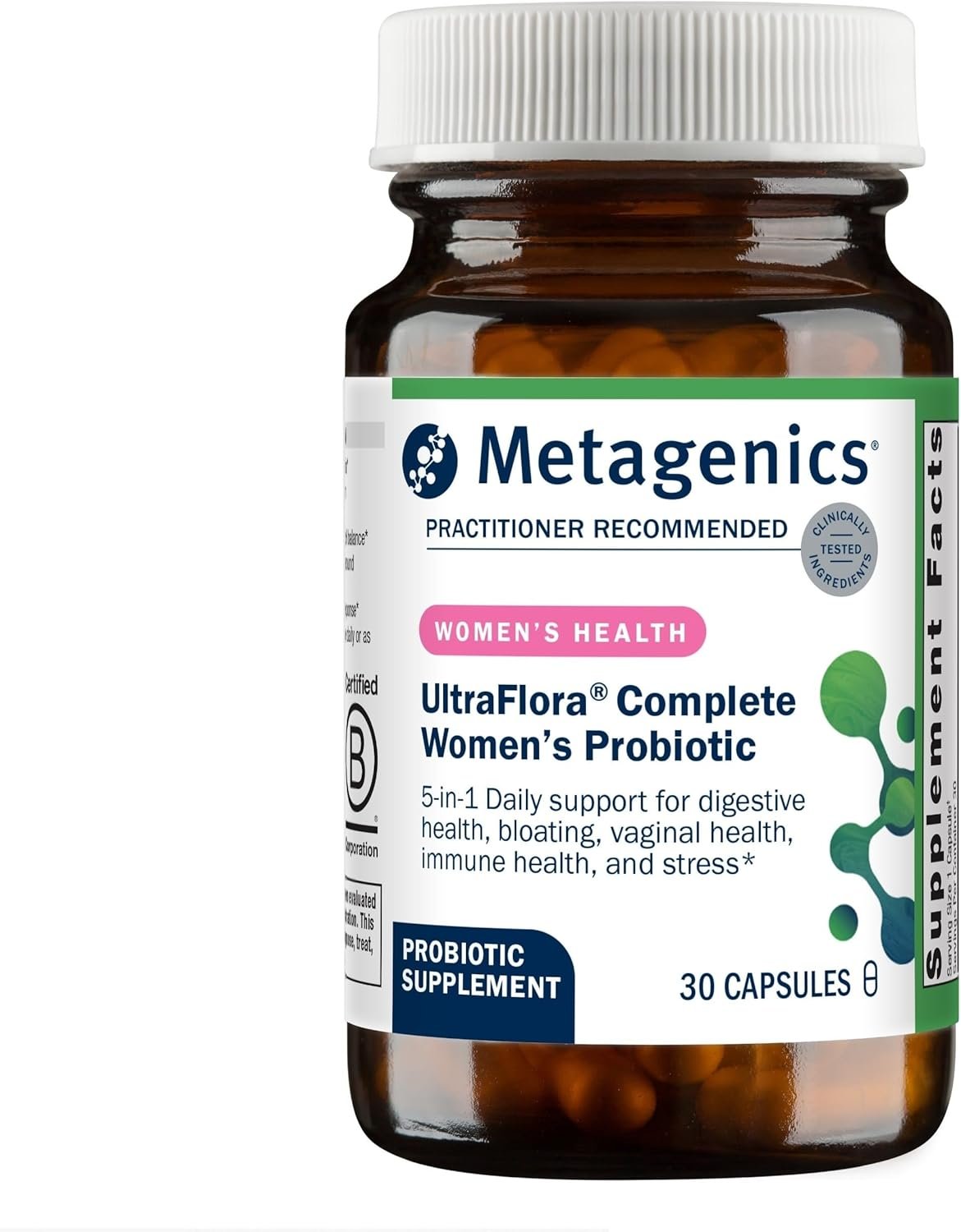 Metagenics UltraFlora Complete Women’s Probiotic – Shelf-Stable 5-in-1 Multi-Benefit Formula for Digestive, Immune, Vaginal, Urogenital & Microbiome Health* – 30 Capsules