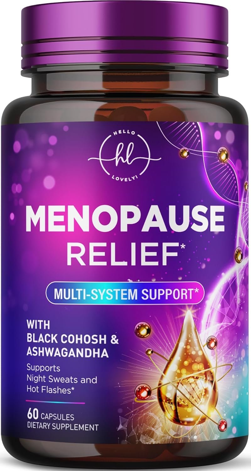 Menopause Supplements for Women – Complete Hot Flash Night Sweats & Menopause Relief Pills, Probiotics with Dong Quai & Black Cohosh for Vaginal, Digestive Support – 60 Capsules