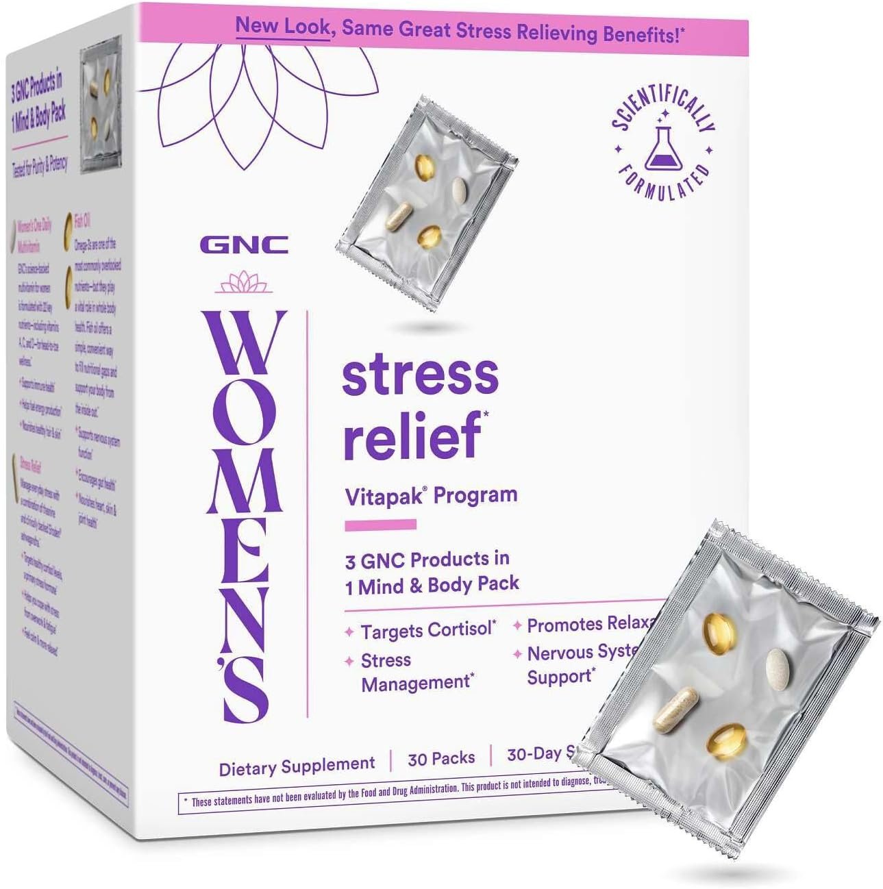 GNC Women’s Stress Relief Vitapak, Stress & Cortisol Management, 30 Count