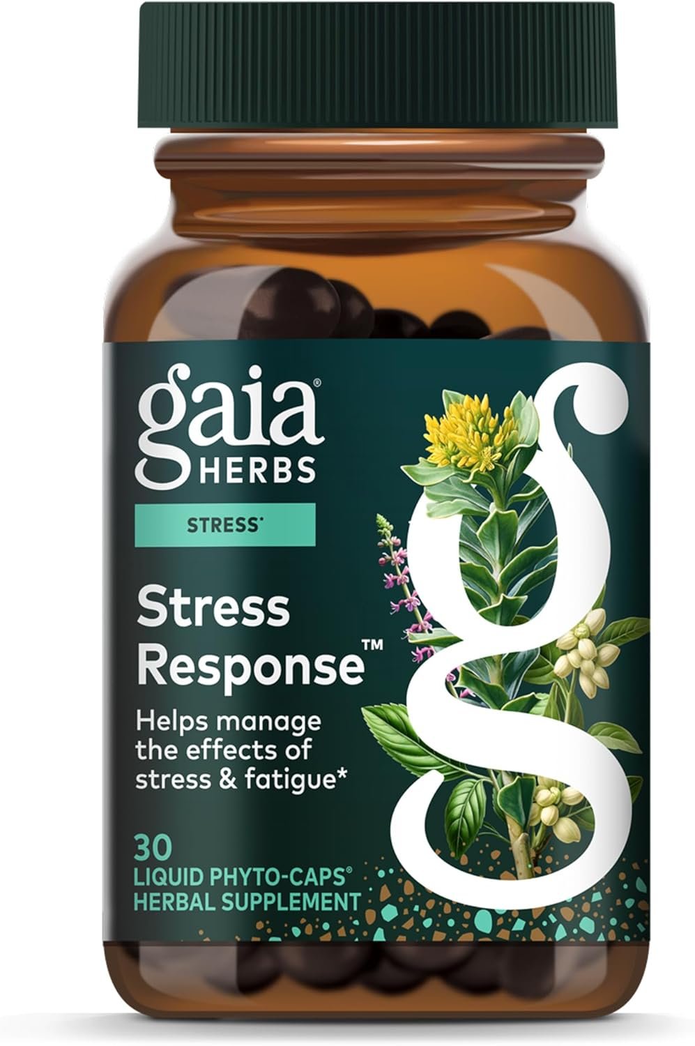 Gaia Herbs Stress Response Supplements – Supports Relaxation & Healthy Stress Response* – with Rhodiola, Holy Basil, Ashwagandha & More – 30 Vegan Liquid Phyto-Caps (15 Servings)