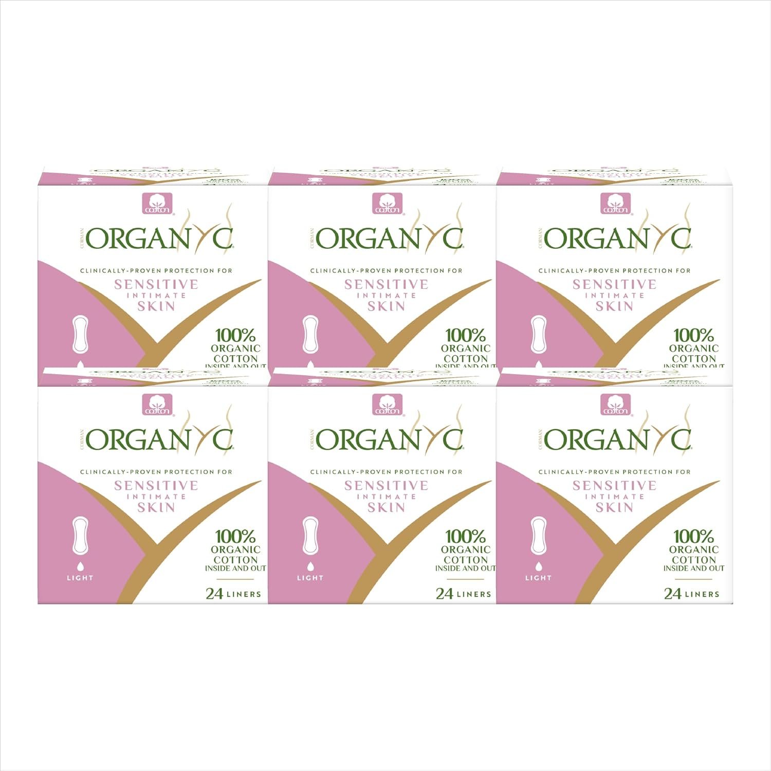 Organyc 100% Certified Organic Cotton Inside and Out Folded Panty Liner – Everyday Sanitary Pad, Free from Wood Pulp, Perfumes, SAP and Chemicals, Light Flow (144 Count)