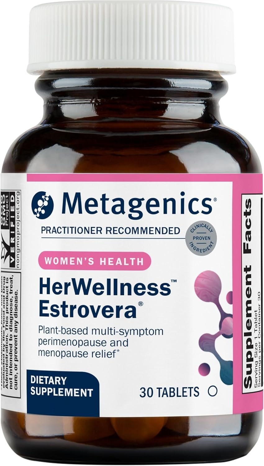 Metagenics HerWellness Estrovera – Hormone-Free Plant-Based Supplement – Supports Menopause & Perimenopause Relief – Hot Flashes, Night Sweats, Multi-Symptom Support – Vegetarian, Non-GMO – 30 Tablets