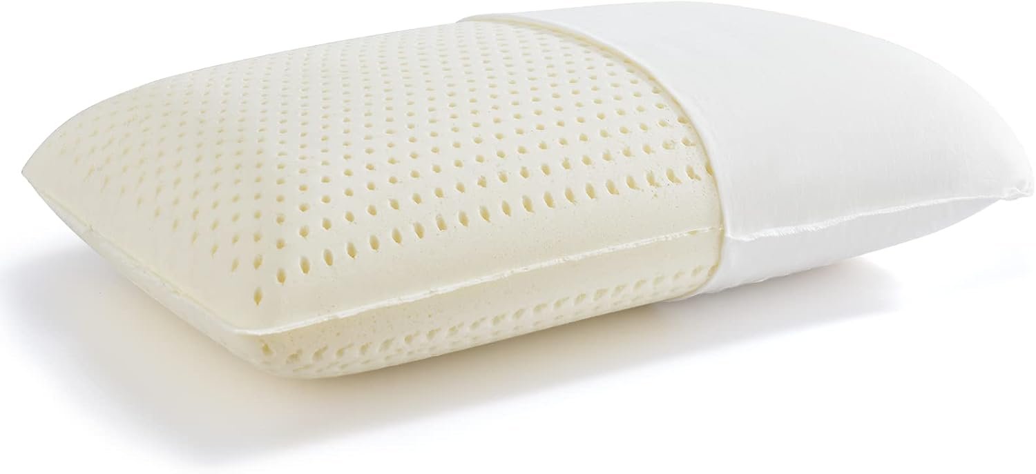 100% Talalay Latex Pillow Bed Pillow for Sleeping, Extra Soft Natural Latex Sleeping Pillow for Back, Stomach or Side Sleepers, Removable Breathable Cotton Cover (1, Standard (Low Loft))