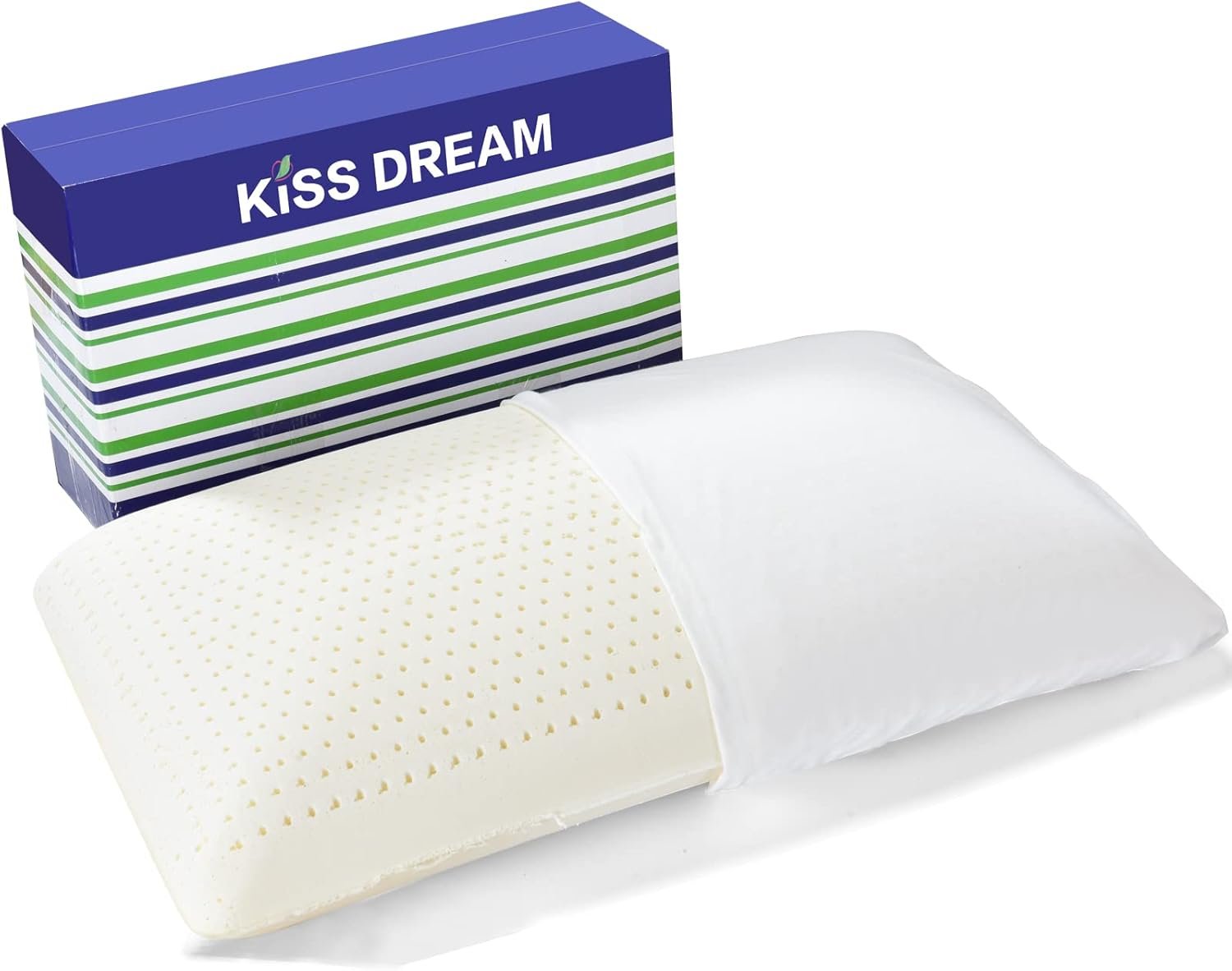 100% Talalay Latex Pillow Bed Pillow for Sleeping, Extra Soft Natural Latex Sleeping Pillow for Back, Stomach or Side Sleepers, Removable Breathable Cotton Cover – High Elasticity (Queen Size)