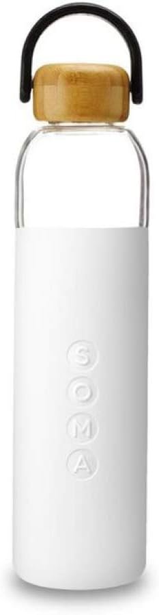 Soma by Full Circle 25oz Glass Water Bottle with Silicone Sleeve – BPA-Free, Leak-Proof, Eco-Friendly, Sustainable – White