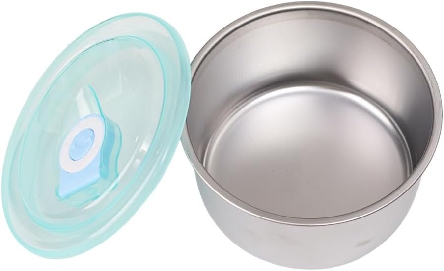 Stainless Steel Crisper Box Round with Lid Leak Proof Lunch Box Heat-resistant Sealed Food Storage Box (12 * 10 * 6.5cm)