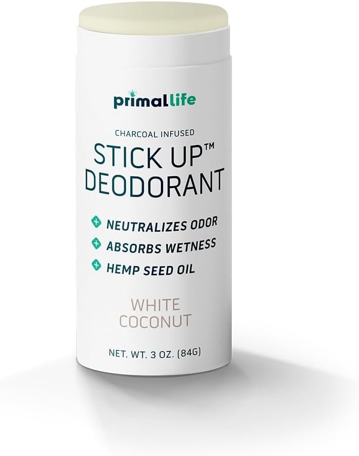 Stick Up Natural Deodorant for Women and Men with Bentonite Clay Powder, Arrowroot, Magnesium, Zinc, 3 oz. Vegan Deodorant for 3-4 months, White Coconut – Primal Life Organics