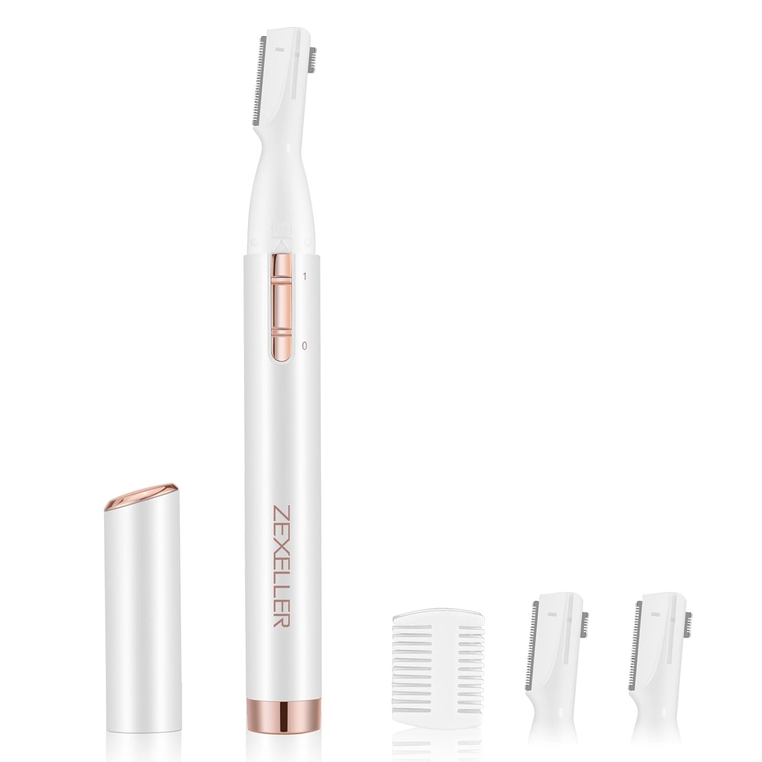 Upgraded Eyebrow Trimmer, Precision Electric Razor for Women Men, Battery Operated Painless Facial Hair Remover with Adjustable Comb & Washable Blade (Face, Upper Lip, Chin, Neck)