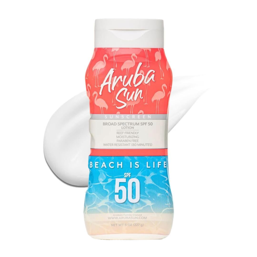 SPF 50 Sunscreen Lotion 8oz – Reef Act Compliant no 67 Octinoxate & Oxybenzone Free – Sun Screen Broad Spectrum UVA/UVB – Sunscreen Waterproof and Non-Greasy