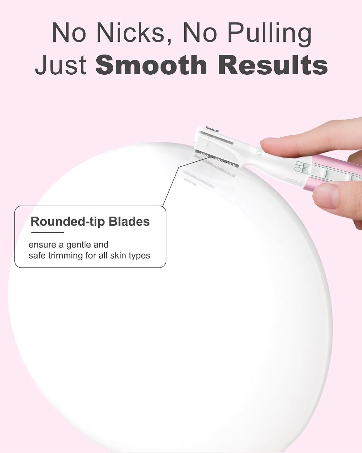 Eyebrow Trimmer, Facial Hair Trimmer Precision Detailer with Rinseable Blade, Battery Powered Double-Sided Eyebrow Razor with Comb, Compact Pen-Size Safe Painless Shaver for Chin Peach-Fuzz