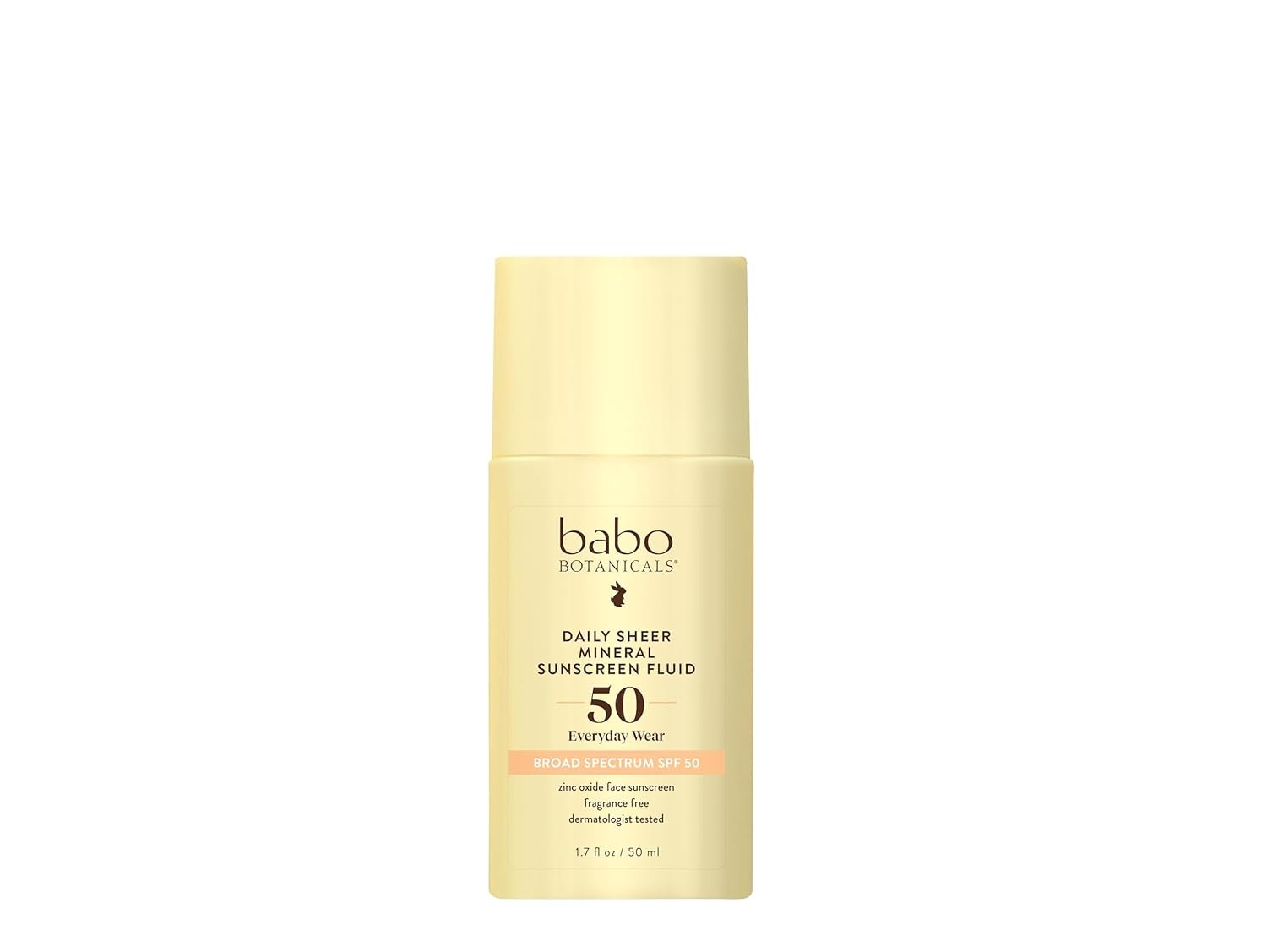 Babo Botanicals Daily Sheer Mineral Sunscreen Fluid SPF50 – Natural Origin Zinc Oxide – Passion Fruit Oil – Fragrance Free – Ultra-Lightweight – For Face – For all ages
