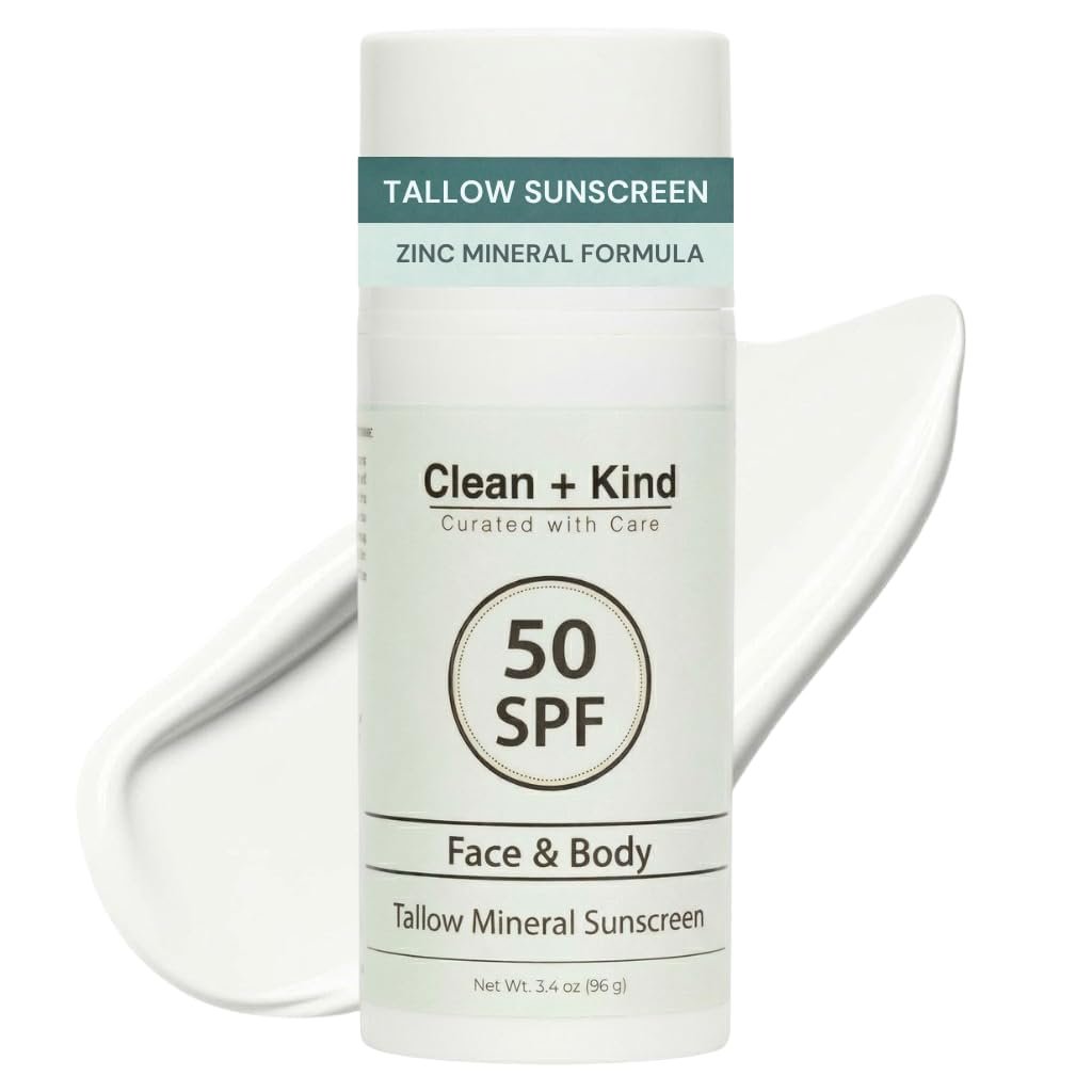 Tallow Sunscreen SPF 50 — Travel Size Mineral Sport Sunblock, Non-Nano Zinc Oxide, Reef-Safe, 80 Min Water-Resistant Body Protection (3.4 oz)