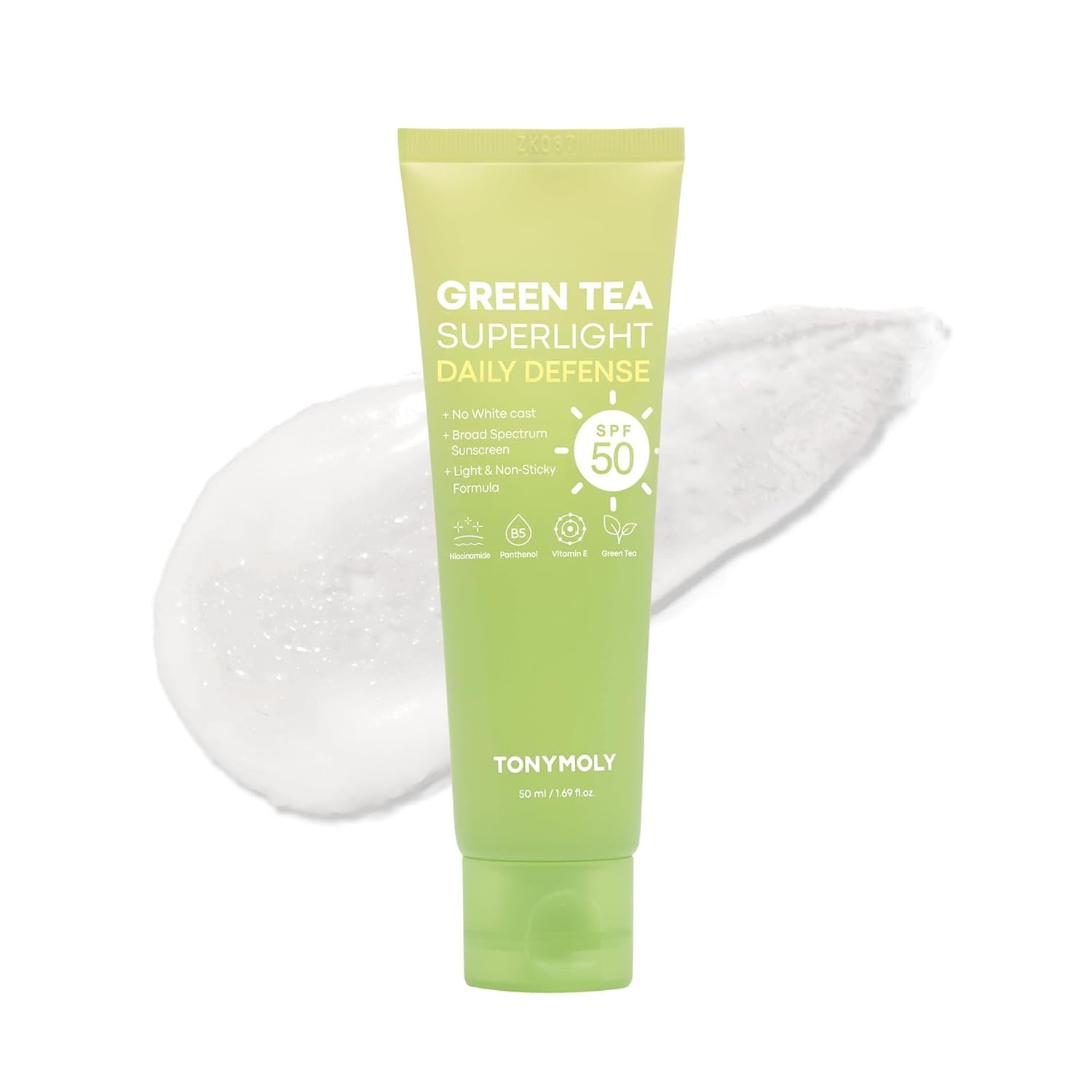 TONYMOLY Green Tea Korean Sunscreen SPF 50+ PA++++ — No White Cast, Lightweight Face Sunscreen for All Skin Tones, Hydrating with Niacinamide, Panthenol & Hyaluronic Acid, 1.69 fl oz