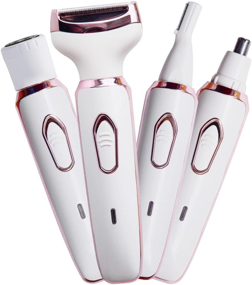 ANFOOS Electric Razor for Women,Hair Trimmer for Face Nose Eyebrow Beard Mustache Arm Leg Armpit Bikini,Painless Rechargeable Portable 4 in 1 Womens Body Shavers Set