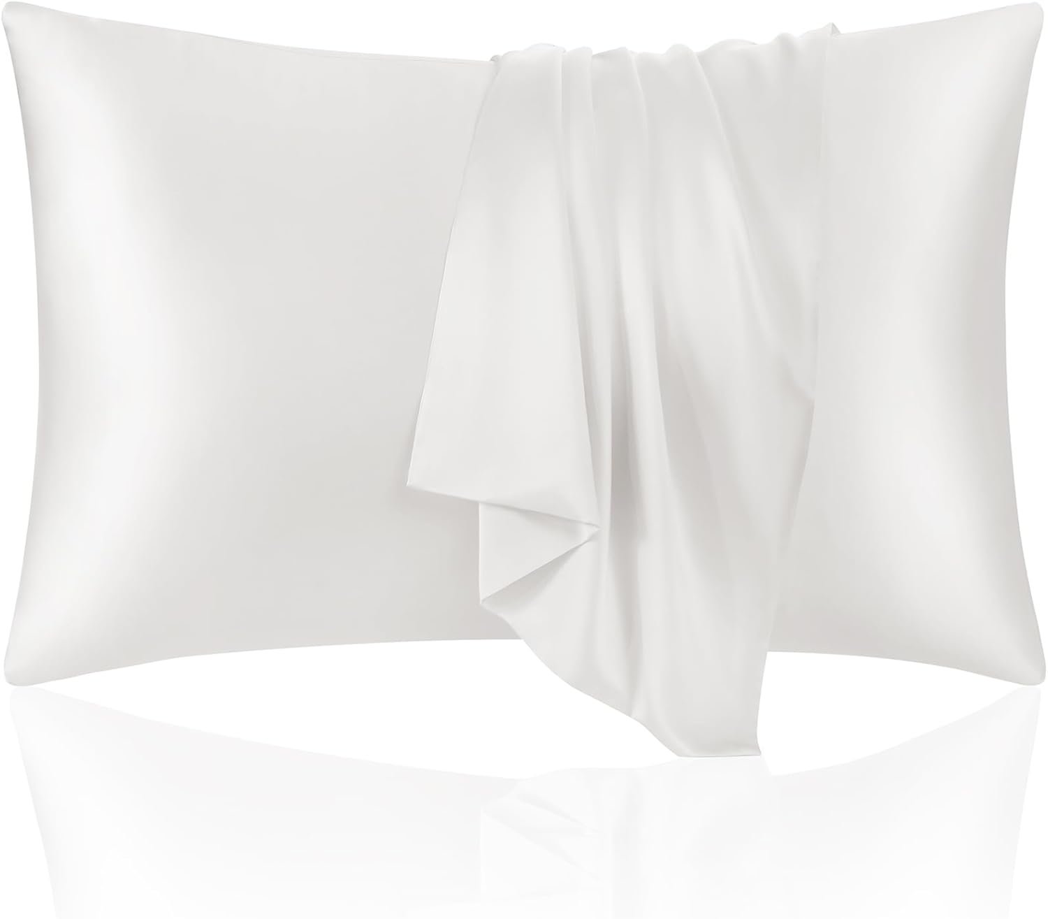 ECOSA Luxurious 30 Momme 100% Mulberry Silk Pillowcase (50x70cm) – 6A Grade Charmeuse Weave, Oeko-TEX® Certified – Frizz-Free Hair & Wrinkle-Free Skin (White)