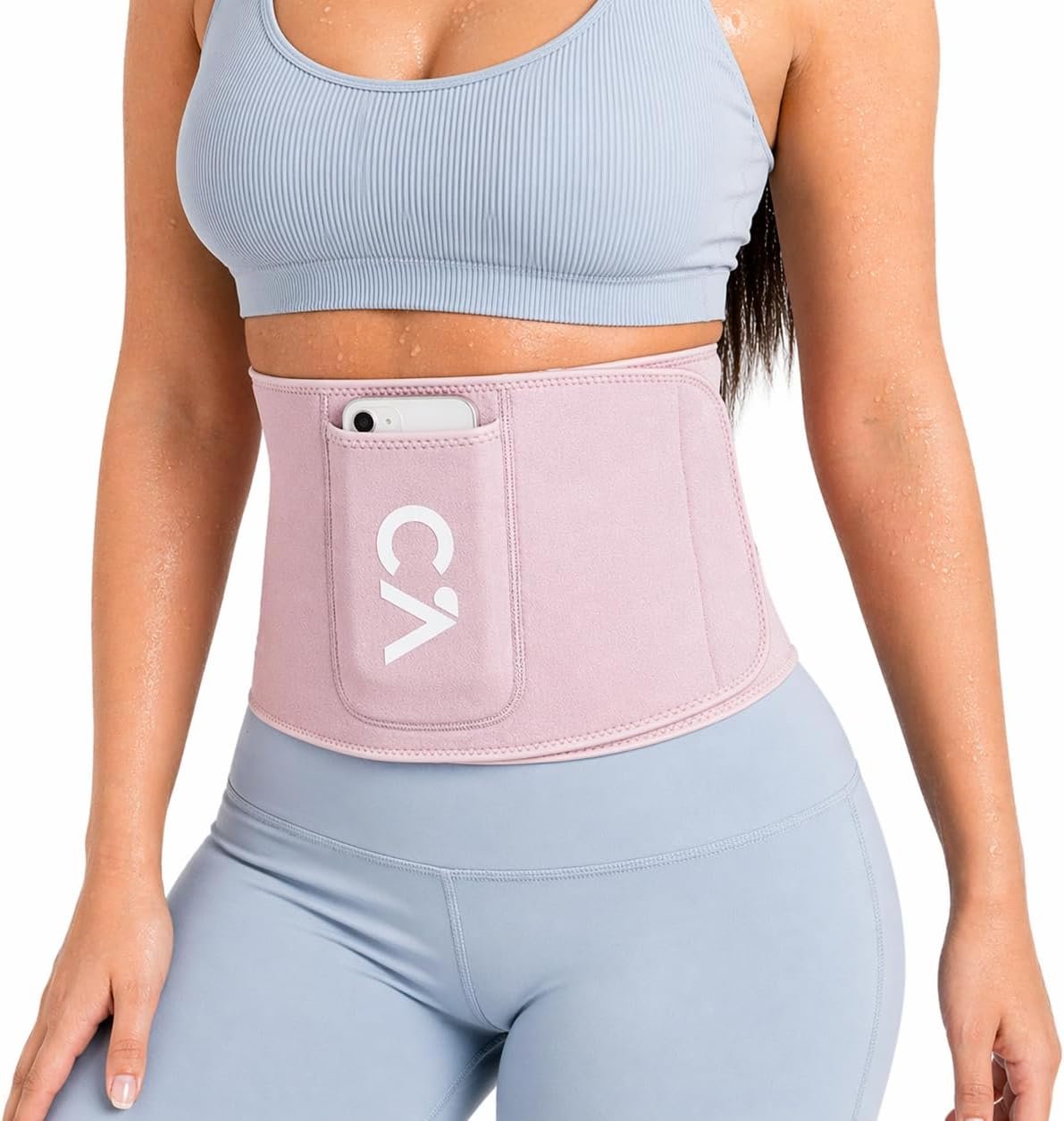Waist Trimmer Belt for Women & Men – Silver Ion Sweat Belt, Anti-Slip Sauna Trainer, With Pocket & Precision Fit