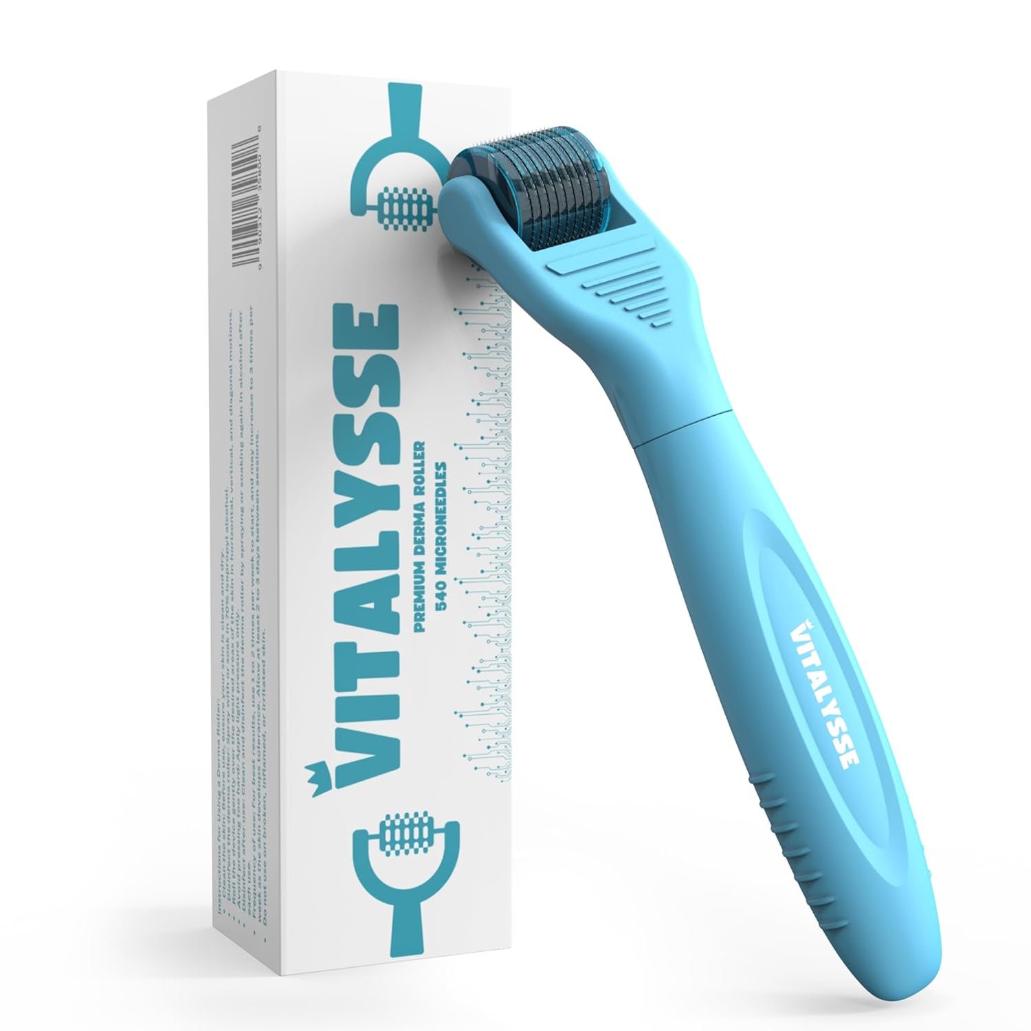 Under Eye & Face Derma Roller – Vitalysse 0.25mm Titanium Microneedling Tool for Dark Circles, Puffy Eyes, Fine Lines– CE & RoHS Certified, Replaceable Head – Safe for Delicate Skin