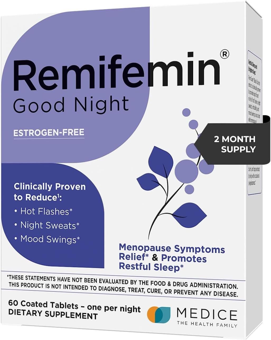 Remifemin Good Night – Menopause Symptoms Relief & Restful Sleep Support – Clinically Proven Ingredients – Menopause Supplements – Black Cohosh – Estrogen-Free – Made in Germany – 60 Tablets