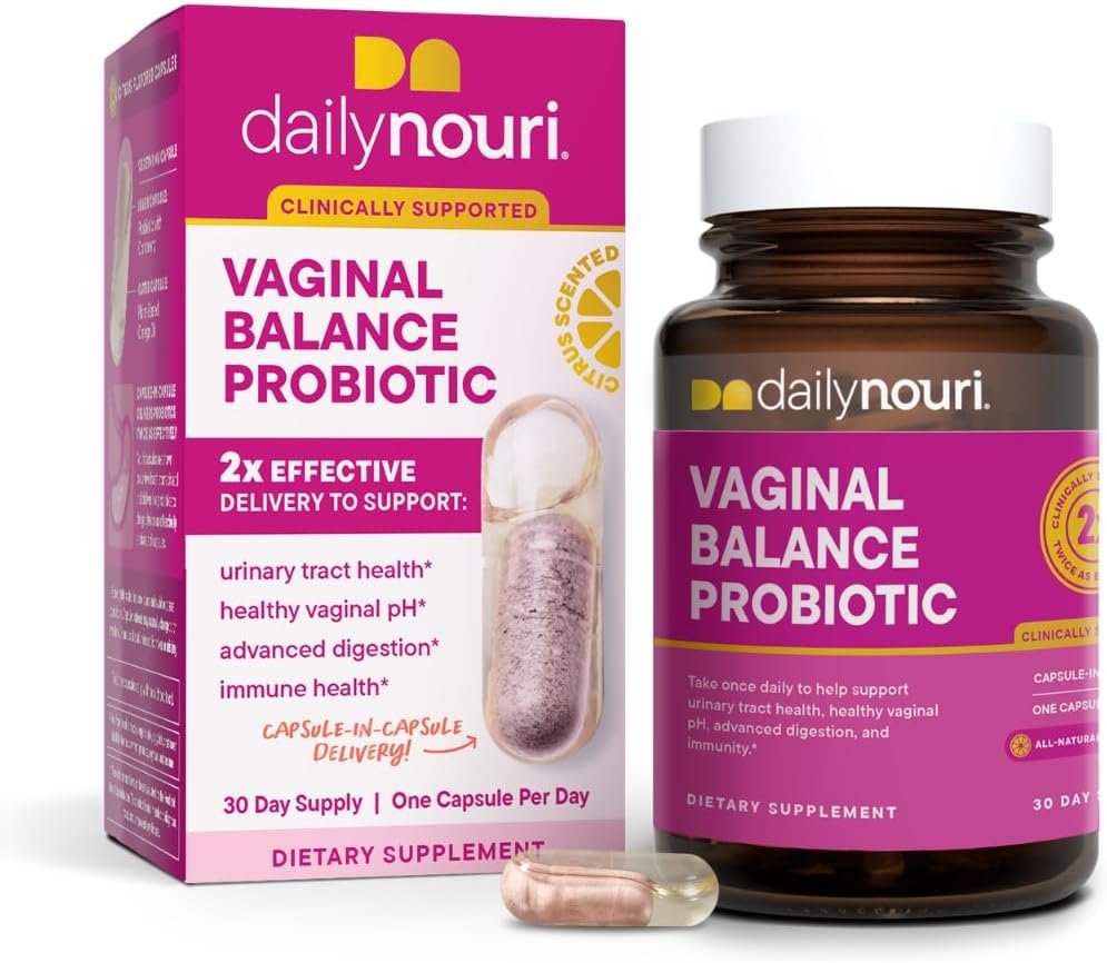 Daily Nouri Vaginal Probiotics for Women | Vaginal Health + Urinary Tract Support | Vaginal pH & Microbiome Balance | 5 Clinically Studied Strains + Cranberry & Omega | 30-Day Supply