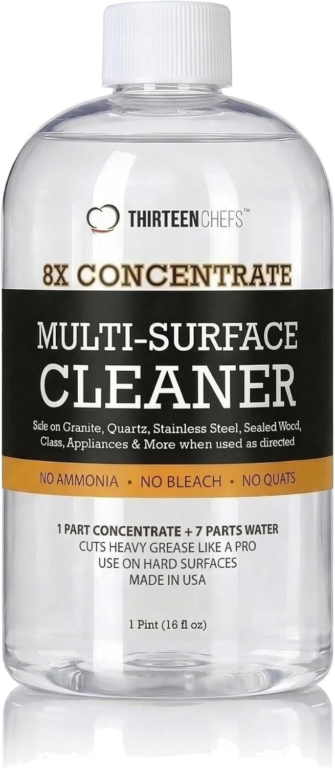 Thirteen Chefs 8X Multi-Surface Cleaner Concentrate – Makes 1 Gallon of Cleaner for Kitchen and Bath – Safe for Granite and Quartz Countertops – 16oz (No Sprayer Included)