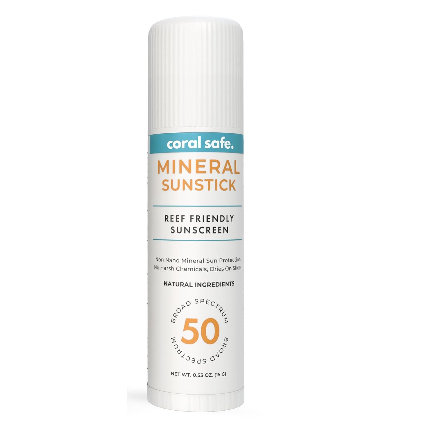 Reef Safe Mineral Sunscreen Face Stick SPF 50 – Biodegradable, Non-Nano Zinc Oxide, Travel Size, Hawaii & Mexico Approved, TSA Approved, 0.5 oz by Coral Safe