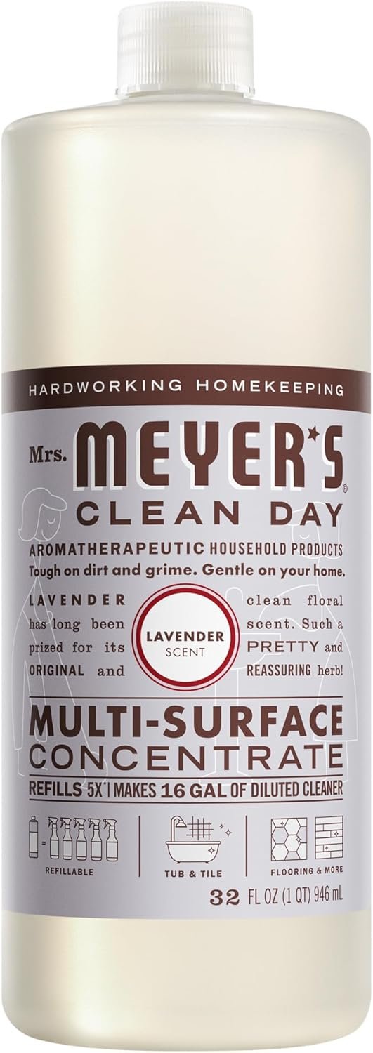 MRS. MEYER’S CLEAN DAY Multi-Surface Cleaner Concentrate, Use to Clean Floors, Tile, Counters, Lavender, 32 fl. oz