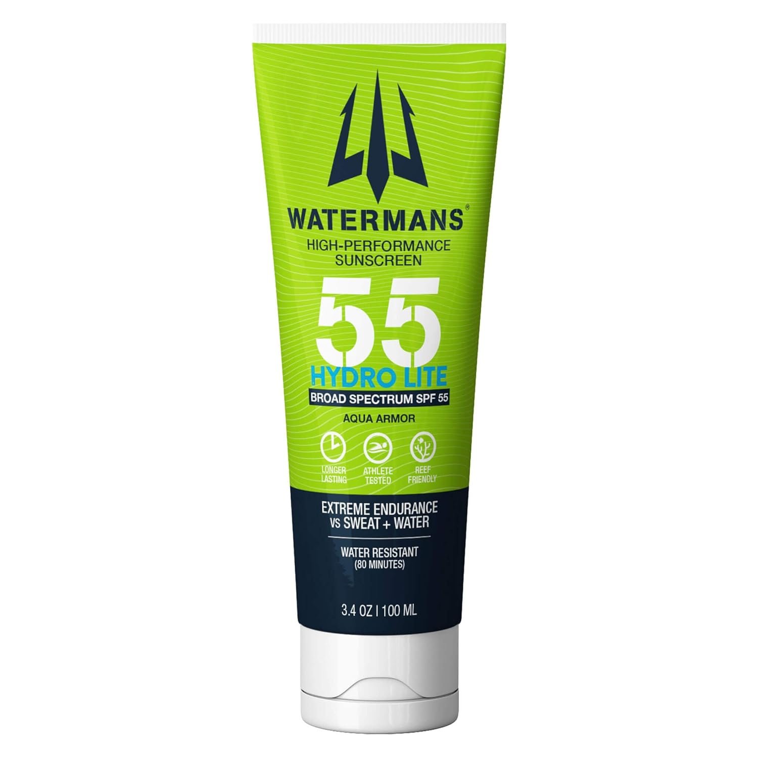WATERMAN’S Hyrdo Lite SPF 55 Broad Spectrum Reef Safe Sunscreen for Face and Body, Fragrance-Free, Oxybenzone Free – 3.4oz