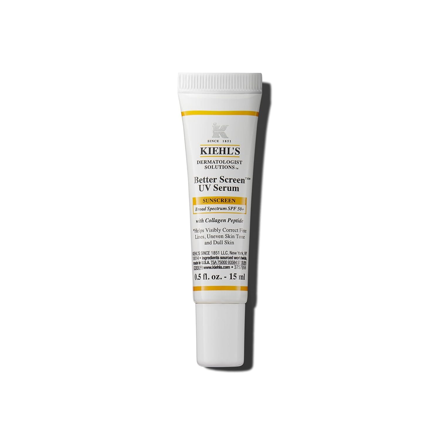 Kiehl’s Better Screen UV Serum SPF 50+, Invisible Facial Sunscreen with Collagen Peptide, UV Filters to Shield UVA & UVB, Helps Correct Visible Signs of Aging, Boosts Skin Radiance