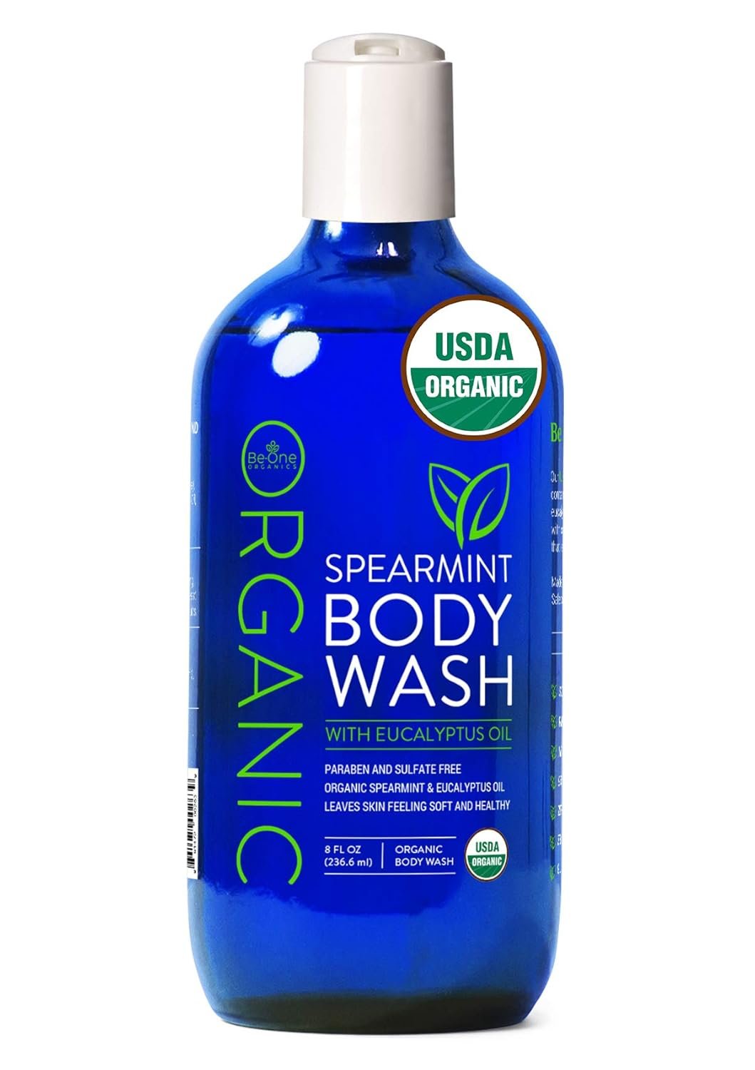 Certified Organic Spearmint & Eucalyptus Body Wash by Be-One – Paraben & Sulfate Free – Vegan – All Natural – Eczema – Sensitive Skin – For Men & Women – MADE IN USA