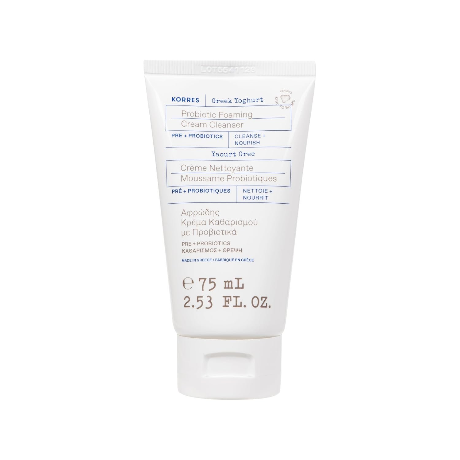 KORRES Greek Yoghurt Foaming Cream Cleanser, Hydrating, Deep Cleansing Skin Care, Makeup Remover, Face Wash for Women, Cream to Foam Facial Cleanser for Dry, Oily, Sensitive, Any Skin Type, 2.5 fl oz