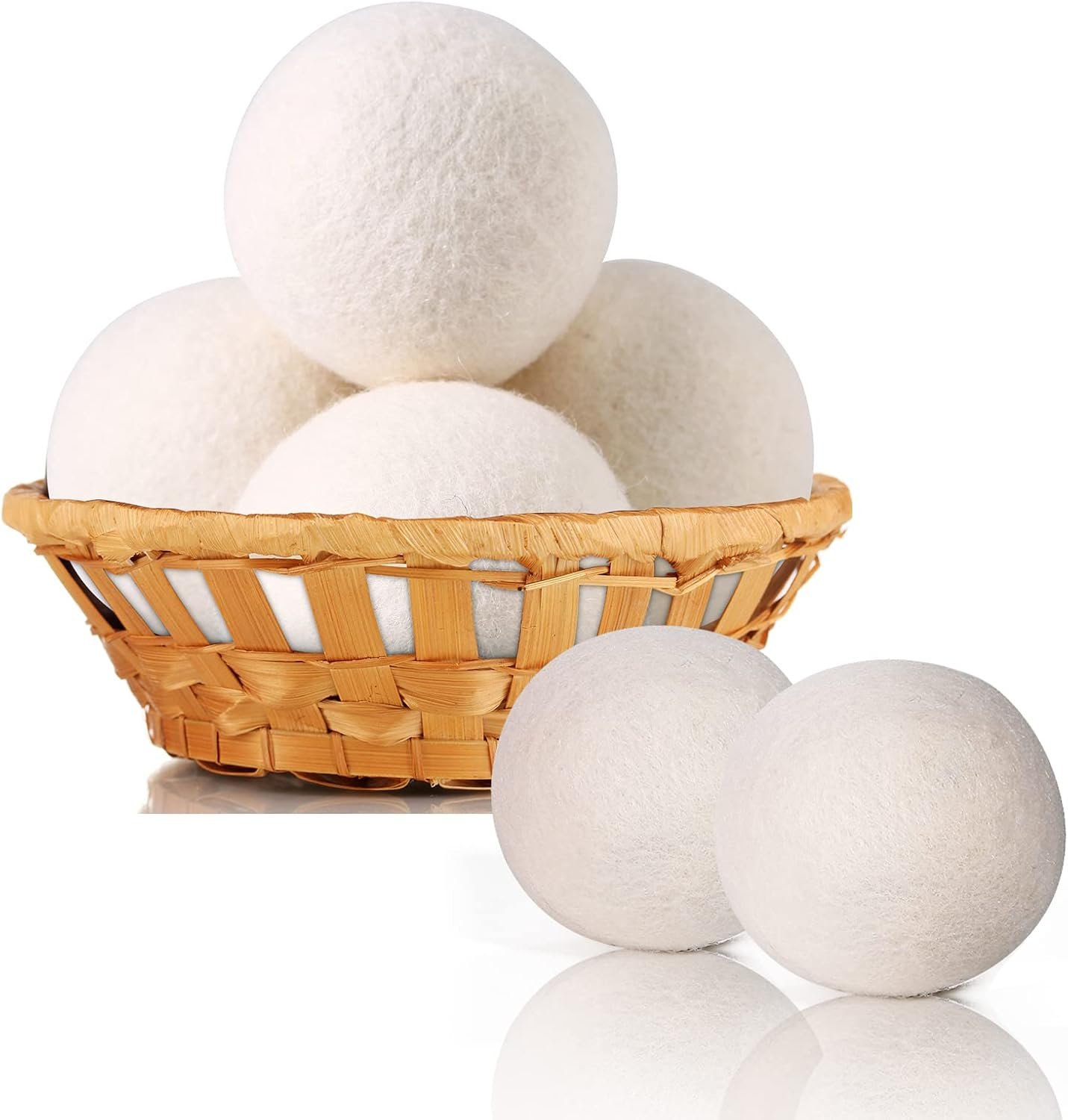 Wool Dryer Balls 6 Pack XL,Handmade Dryer Balls,100% New Zealand Wool Natural Fabric Softener,Reusable 1000 Loads,Shorten Drying Time & Reduces Wrinkles