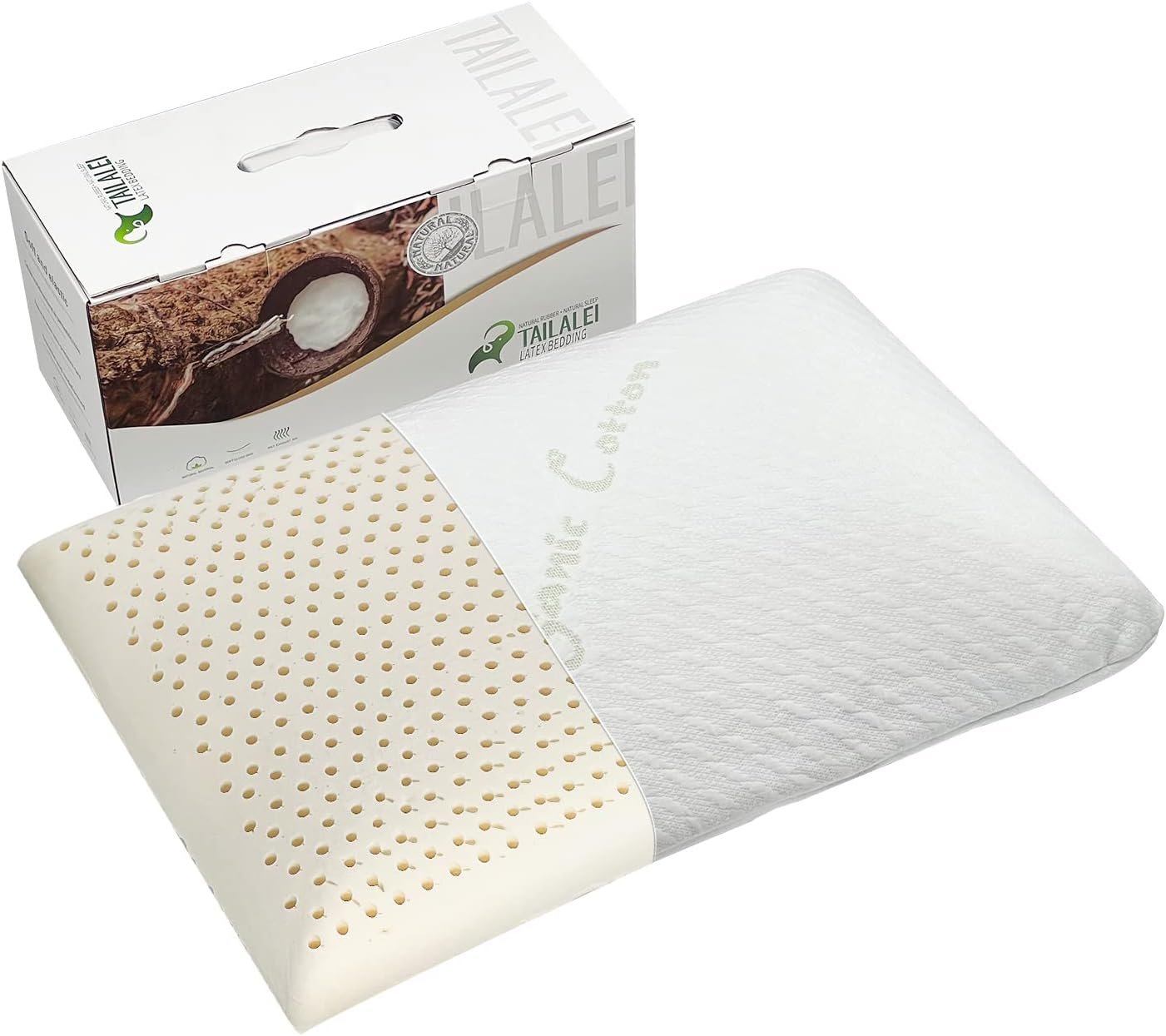 Talalay Natural Latex Sleeping Pillow, Medium Firmness Standard Pillow for Side, Back, and Stomach Sleepers to Get a Restful Sleep
