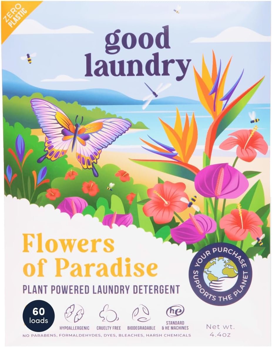 Good Laundry Detergent Sheets – Flowers of Paradise Scented (60 Loads) – Eco-Friendly Laundry Detergent Sheets, Hypoallergenic, No Plastic Jugs or Waste – Based in the USA