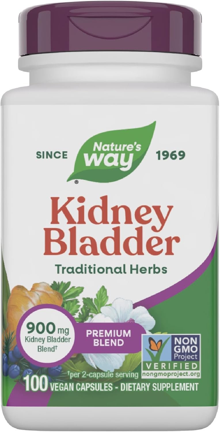 Nature’s Way Kidney Bladder Premium Blend, Traditional Herbs Supplement, 900 mg per 2-Capsule Serving, Non-GMO Project Verified, Vegan, 100 Capsules (Packaging May Vary)