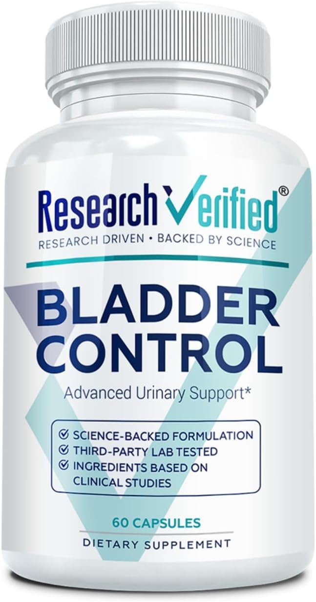 Research Verified Bladder Control – Leakage & Urgency – Pumpkin Seed, Soy Isoflavones, Thiamine – 60 Vegan Capsules – Pack of 1