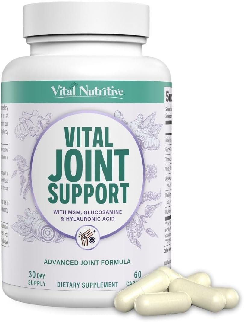 VITAL NUTRITIVE Joint Support Supplement for Men and Women – Glucosamine, MSM, Hyaluronic Acid, and Turmeric – Supports Joint Health – 30 Days Supply