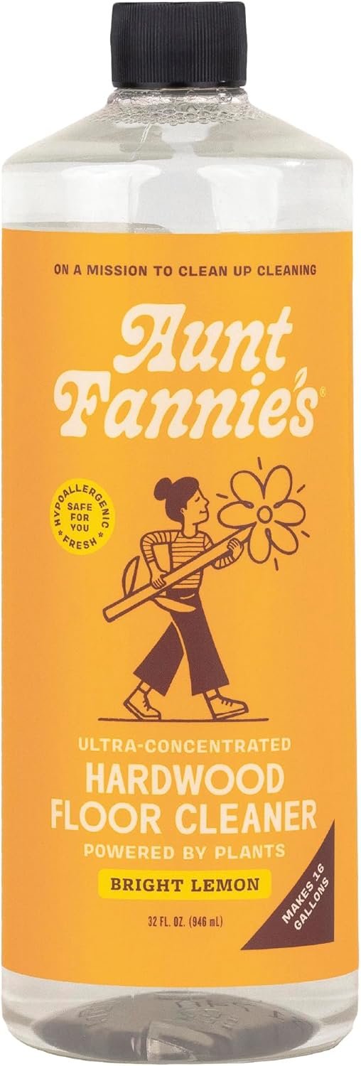 Aunt Fannie’s Ultra Concentrated Hardwood Floor Cleaner, Vinegar-Free Plant Based Hardwood Floor Cleaner for Mopping, Bright Lemon Scent, 32 oz. (Pack of 1)