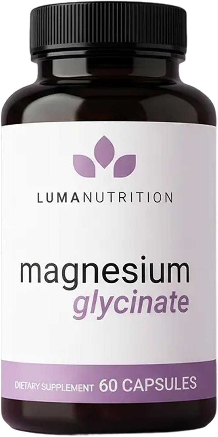 Luma Nutrition Magnesium Glycinate 1000mg – Support Stress, Sleep, Nerve & Muscle Health – 500mg Pure Magnesium Supplement Capsules – Chelated for High Absorption – 60 Veggie Capsules