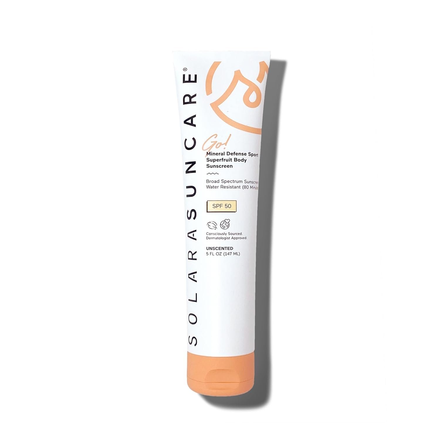 Solara Suncare – Go! Mineral Defense SPORT Superfruit Body Sunscreen, SPF 50 | EWG Verified, Vegan, Cruelty-Free, Reef-Friendly | Unscented, Sensitive Skin Safe, Water-Resistant (5 fl oz | 147 ml)