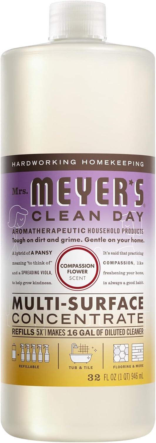 Mrs. MEYER’S CLEAN DAY Multi-Surface Everyday Concentrate, Compassion Flower Scent, 32 Fl Oz Bottle