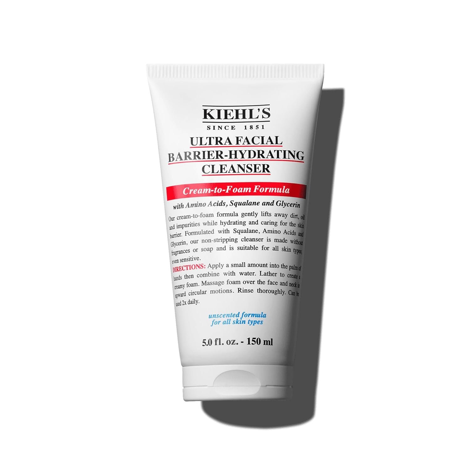 Kiehl’s Ultra Facial Barrier-Hydrating Cleanser, Cream-To-Foam Non-Stripping Daily Face Wash For All Skin Types, Including Sensitive