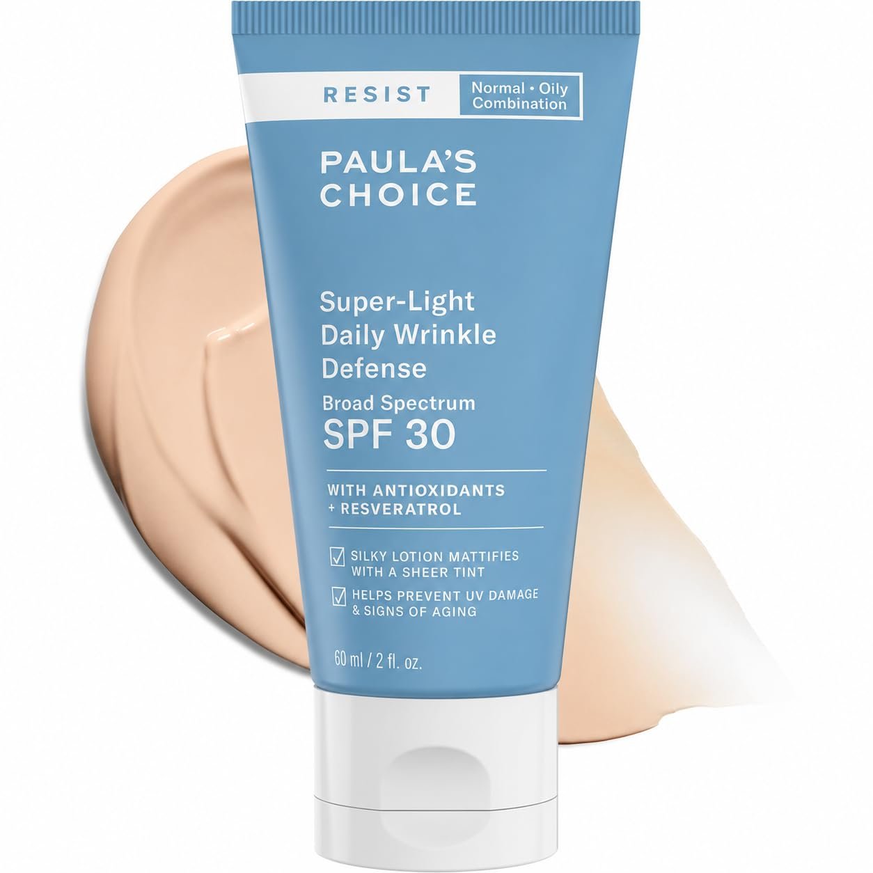 Paula’s Choice RESIST SPF 30 Super-Light Daily Wrinkle Defense Mineral Sunscreen for Face, Face Sunscreen, Oily Skin, Matte Tinted Face Moisturizer, UVA/UVB Protection, Fragrance-Free