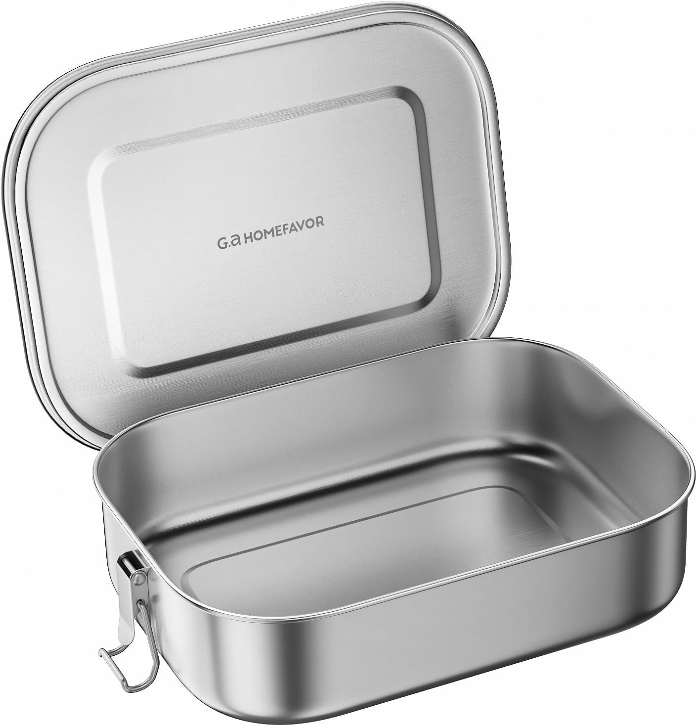 G.a HOMEFAVOR Stainless Steel Bento Lunch Box – Leak-Proof Metal Bento Box, Large Food Container with Lock Clips, Snack Container, Dishwasher Safe, 1400 ml/47 oz