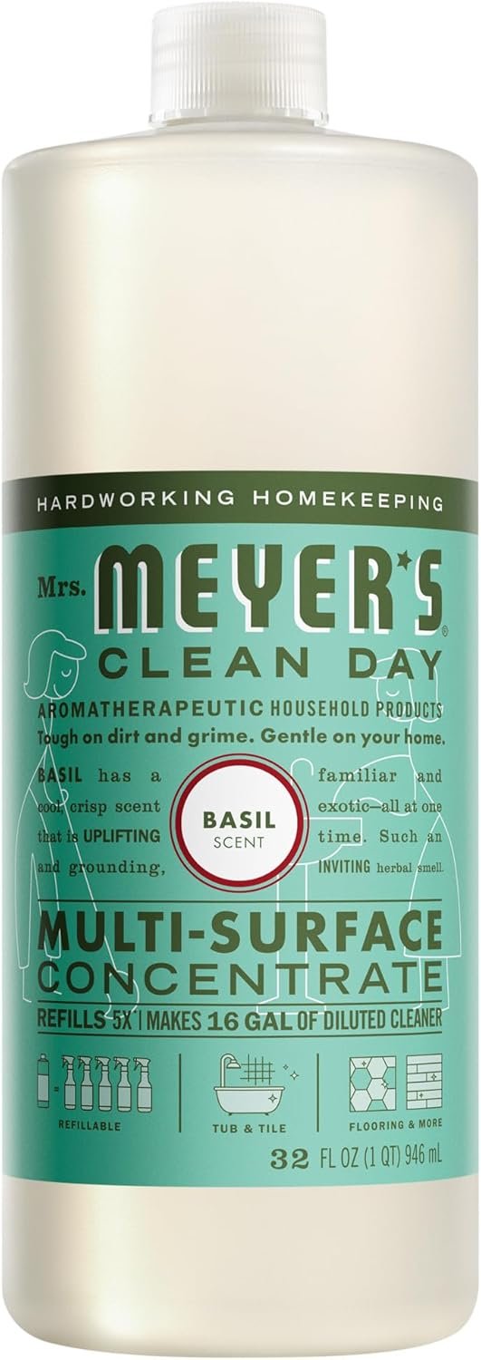 MRS. MEYER’S CLEAN DAY Multi-Surface Everyday Concentrate, Basil Scent, 32 Fl Oz Bottle