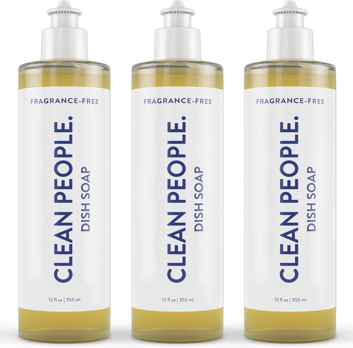 THE CLEAN PEOPLE Liquid Dish Soap – Clean, Simple Ingredients – Extra Scrubbing Power (Fragrance Free) 12 fl. oz (3 Pack)