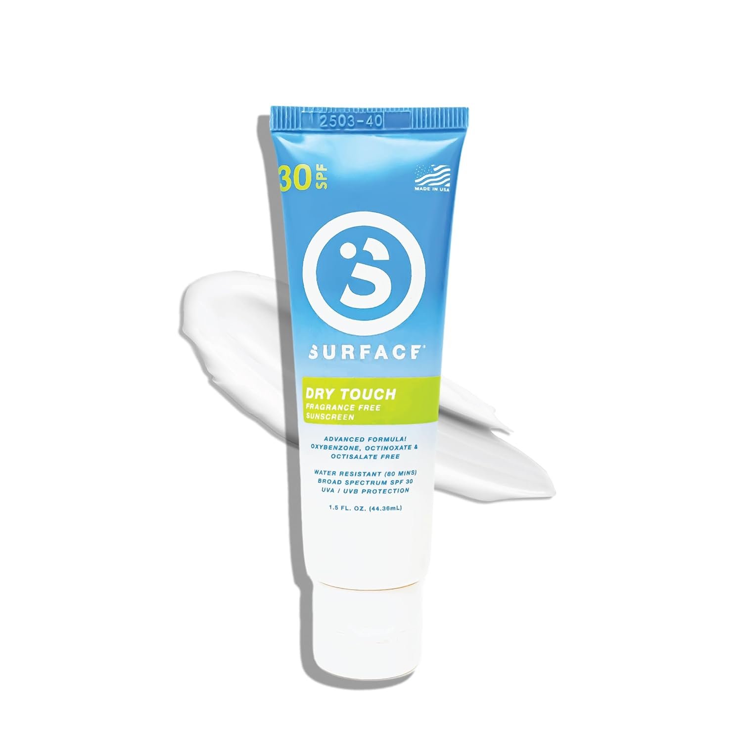Surface Sunscreen Lotion SPF 30 for Face and Body, Natural Formula, Lightweight and Reef Friendly, Broad Spectrum UVA UVB Protection, Water Resistant Sun Care for Outdoor Use, Fragrance Free, 1.5oz